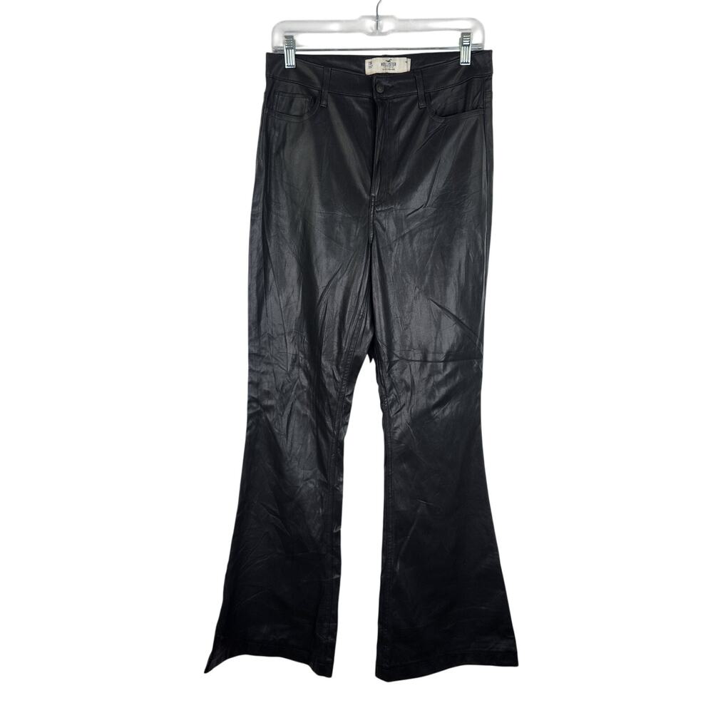 Hollister Ultra High-Rise Flare Black Faux Leather Pants Women's/Teen 30/11R